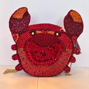 🦀🔥VIRAL🔥🦀 NWT TikTok Red Crab Gold Eyes Beaded Crossbody Beaded Bag